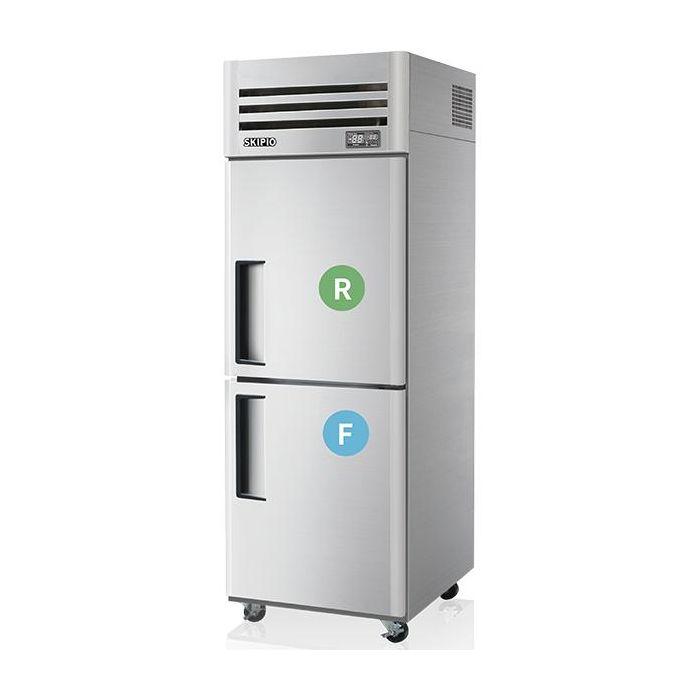 SKIPIO SRFT25-2 Stainless Steel 2 Solid Door Dual Temp Upright Combo Fridge/Freezer