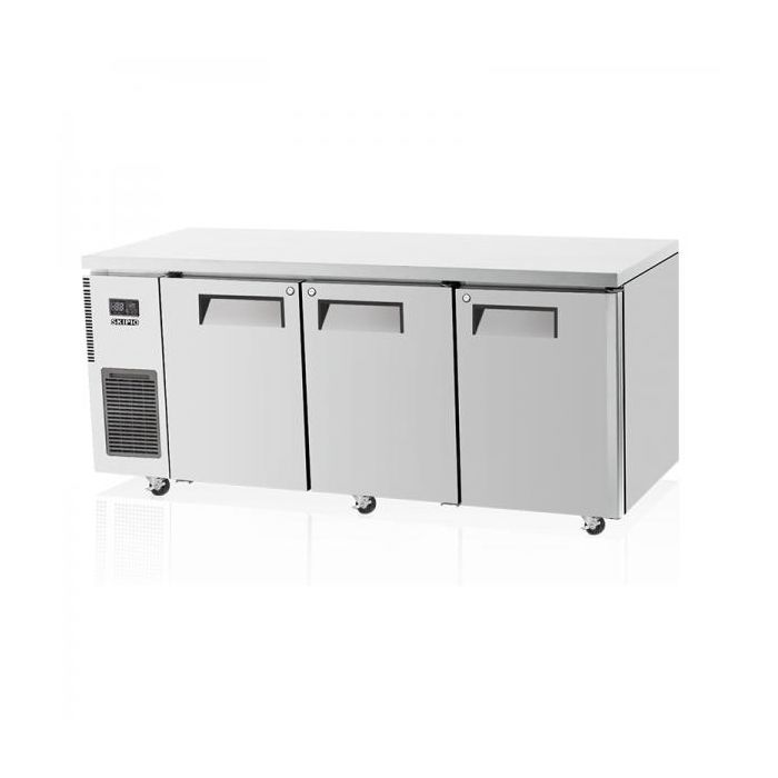 SKIPIO SURF18-3 Stainless Steel 3 Solid Door Dual Temp Undercounter Combo Fridge/Freezer