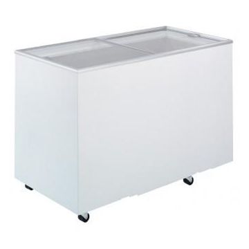 Bromic CF0400FTFG Glass Lid Chest Freezer 401L Sliding Flat top