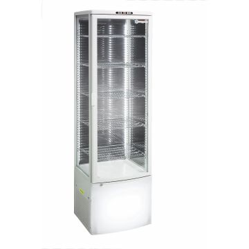 Como White Floor Standing 4 sided glass display fridge