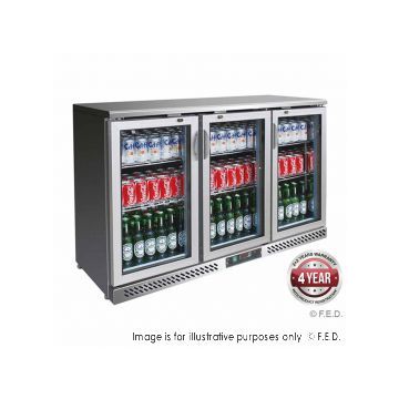 Thermaster SC316SG Stainless Steel 3 Door Drink Cooler