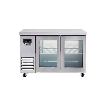 Fresh Refrigeration FT1200RG Glass Two Door 1200mm Wide Underbench Fridge 293L