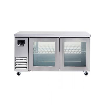 Fresh Refrigeration FT1500RG Glass Two Door 1500mm Wide Underbench Fridge 402L