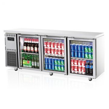 Turbo Air KSeries KGR183SN600HC 3 Glass Door Under Bench Fridge