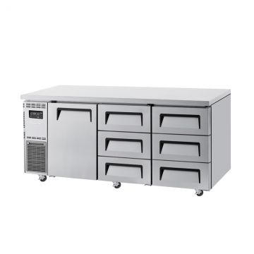 Turbo Air KSeries KUR183D6NHC Stainless Steel 1 Solid Door 6 Drawers Under Bench Refrigerator 