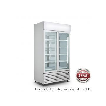 FED Double Glass Door Colourbond Upright Drink Fridge LG1200GT