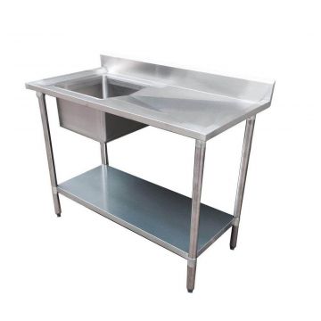 MODULAR SYSTEMS 12006SSBC Economic 304 Grade SS Centre Single Sink Bench 1200x600x900 with 400x400x250 sink