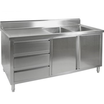 Food Tek DSC2100LH Kitchen Tidy Cabinet with Double Left Sinks