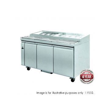 FED PWB200 Three door DELUXE Pizza Prep Bench