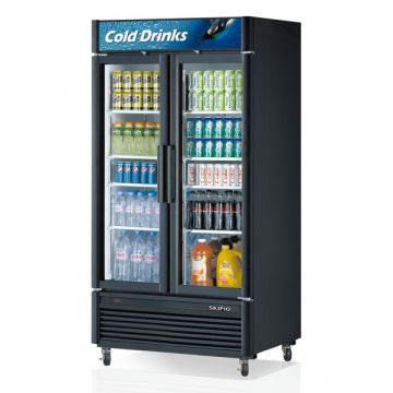 Skipio SGM35 Black 2 Glass Door Display Fridge