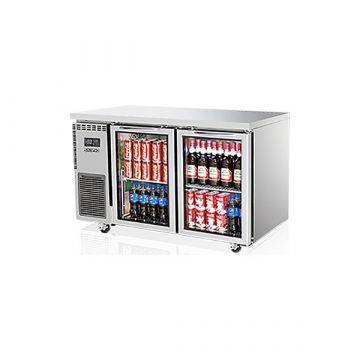 SKIPIO SGR122 Stainless Steel 2 Glass Door Undercounter Fridge