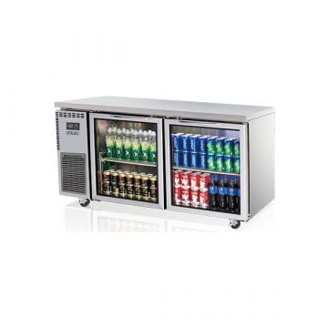 SKIPIO SGR152 Stainless Steel 2 Glass Door Undercounter Fridge