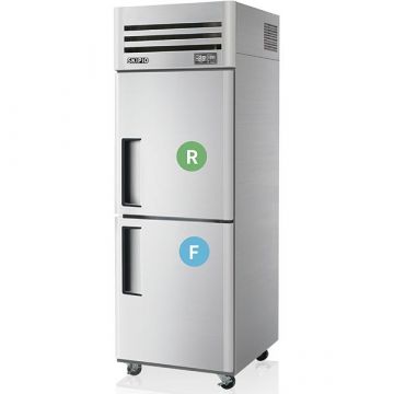 SKIPIO SRFT252 Stainless Steel 2 Solid Door Dual Temp Upright Combo FridgeFreezer 