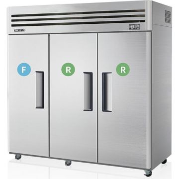 SKIPIO SRFT653 Stainless Steel 3 Solid Door Dual Temp Upright Combo FridgeFreezer 