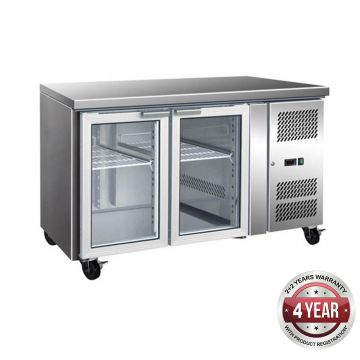 Thermaster GN2100TNG 2 Glass Door Gastronorm Bench Fridge