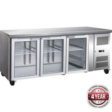 Thermaster GN3100TNG 3 Glass Door Gastronorm Bench Fridge