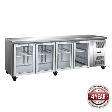 Thermaster GN4100TNG 4 Glass Door Gastronorm Bench Fridge