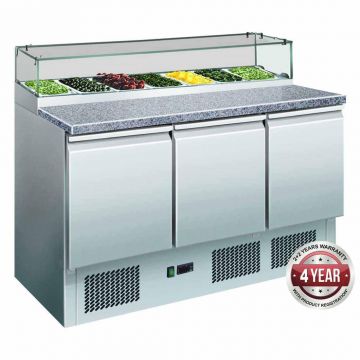 Thermaster GNS1300E Three Door Marble Prep Salad Top