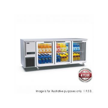 Temperate Thermaster Stainless Steel Triple Glass Door Workbench Fridge TL1800TNG3D