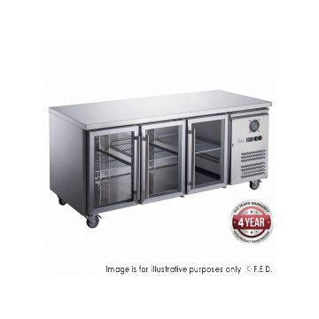 FED X Series XUB7C18G3V Glass 3 Door Bench Fridge