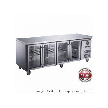 FED X Series XUB7C22G4V Glass 4 Door Bench Fridge